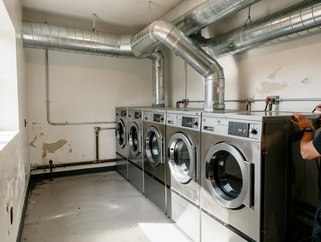 Montclair Dryer Vent Cleaning team performing large-scale commercial dryer vent cleaning in Montclair